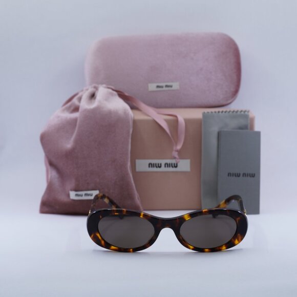 Miu Miu MU06ZS VAU06B Women Oval Sunglasses - Havana / Brown main image 10